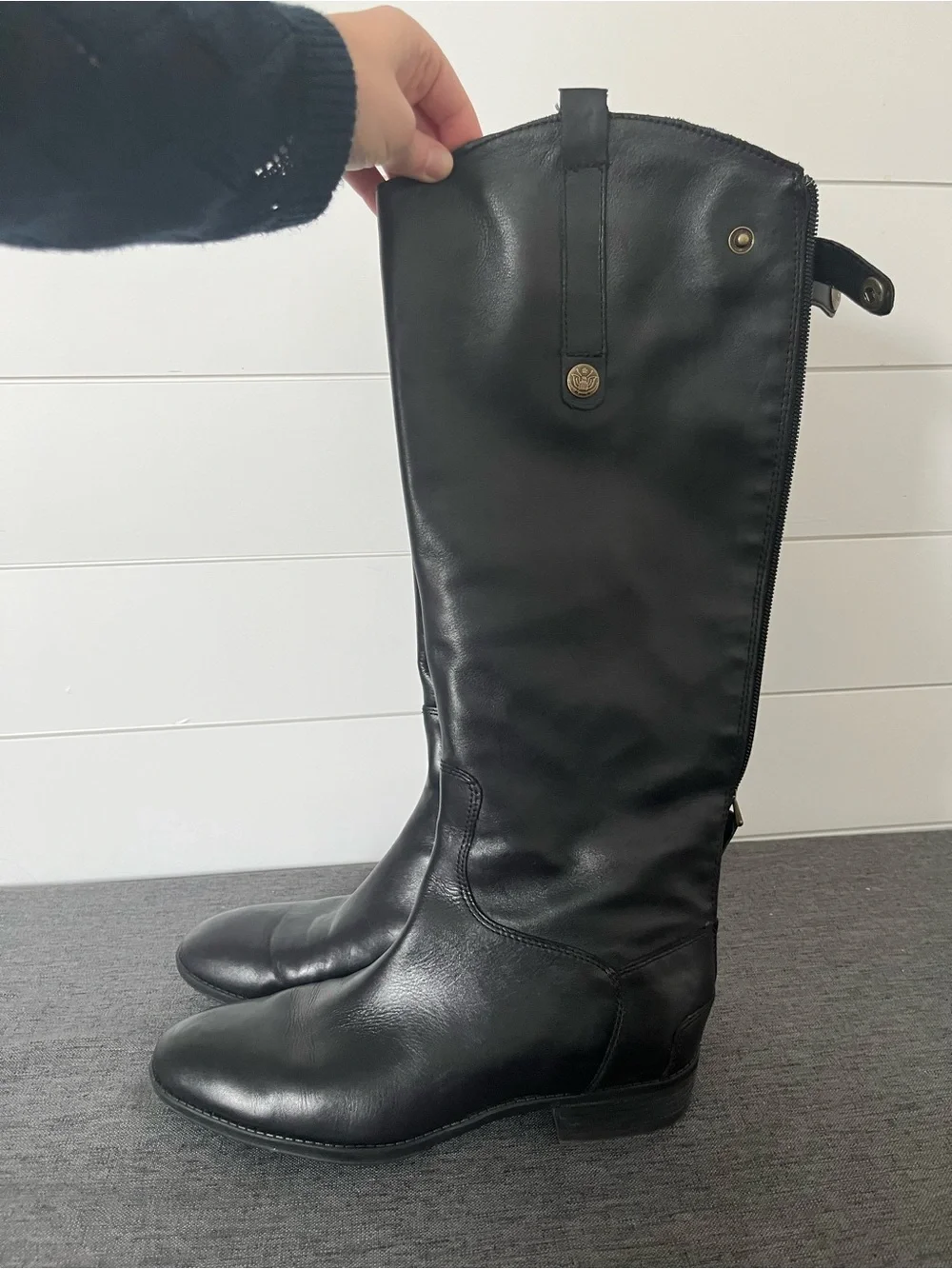 Sam Edelman Penny Riding Boot - Black Leather - Size 8W Wide